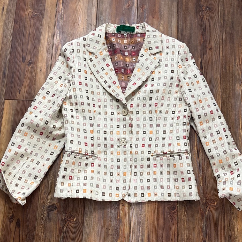 Women's Cream Patterned Blazer size 48 EU